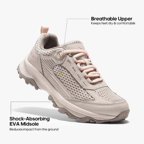 Women's Lightweight Mesh Hiking Shoes Outdoor Walking Sneakers Stable Support - Picture 6 of 9